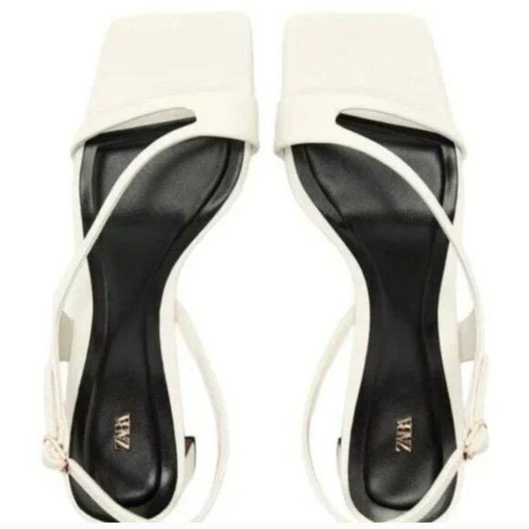 NEW ZARA HEEL LEATHER SANDALS - Picture 3 of 6
